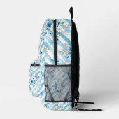 Sac À Dos Imprimé Personalized Blue Floral Travel Aesthetic (Droite)