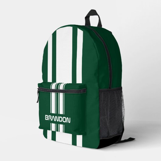 Sac À Dos Imprimé Personalized English Green And White Racing Stripe (Coin arrière droit)