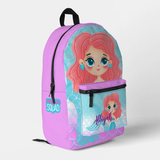 Sac À Dos Imprimé Personalized Mermaid Pastel Lavender (Coin arrière gauche)