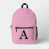 Sac À Dos Imprimé Personalized Name Monogram Pink Background (Recto)