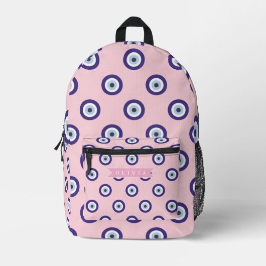 Sac À Dos Imprimé Personalized Pink Evil Eye Pattern Gifts With Name (Recto)