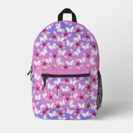Sac À Dos Imprimé Personalized Pink Girly Butterfly Kawaii Backpack (Recto)