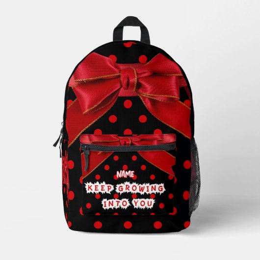 Sac À Dos Imprimé Personalized Red Polka Dot Bow Spiral (Recto)