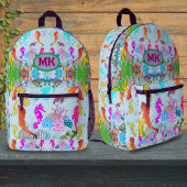 Sac À Dos Imprimé Personalized Seahorse Ocean Kids Backpack, Custom