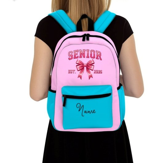 Sac À Dos Imprimé Personalized Senior 2026 with Pink Bow 