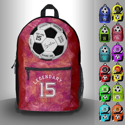 Sac À Dos Imprimé Personalized Soccer Ball Birthday  | Age Name Text