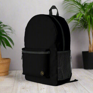 Sac À Dos Imprimé Personnalisé Black Gold Initial l Élégant minimali