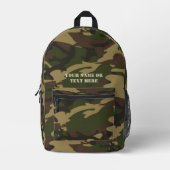 Sac À Dos Imprimé Personnalisé Camo Militaire Vert Garçons Hommes (Recto)
