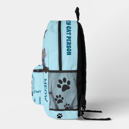 Sac À Dos Imprimé Personnalisé Crazy Cat (Droite)