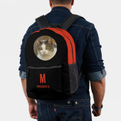 Sac À Dos Imprimé Personnalisé Cute Chat Photo Orange Monogramme Per