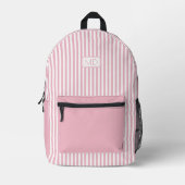 Sac À Dos Imprimé Personnalisé Monogramme Pastel Pink Stripes (Recto)