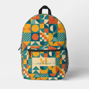 Sac À Dos Imprimé Personnalisé Retro géométrique coloré