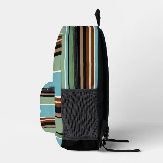 Sac À Dos Imprimé Personnalisé Turquoise Bleu Sage Vert Brown Ivoire (Droite)