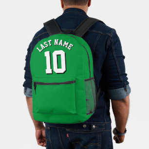 Sac À Dos Imprimé Personnalisé Vert Blanc Nom Sport Numéro Jersey