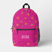 Sac À Dos Imprimé Personnaliser Hot Pink Strawberry Nom Fille (Recto)