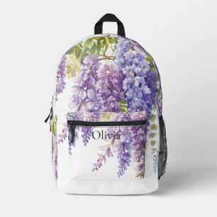 Sac À Dos Imprimé Personnaliser la glycine de l'aquarelle violette f