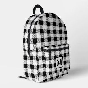 Sac À Dos Imprimé Personnaliser le monogramme noir en vichy blanc