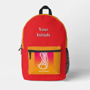Sac À Dos Imprimé Personnaliser les initiales Rouge + Or HautBaskets