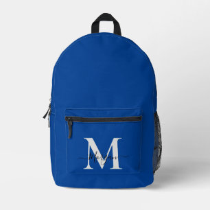 Sac À Dos Imprimé Personnaliser Monogramme Nom initial Profond Bleu