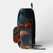 Sac À Dos Imprimé Petite fée assise sur une lune rouge or. (Droite)