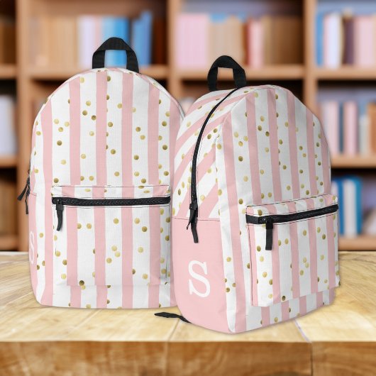 Sac À Dos Imprimé Petites filles roses rayures, points et n'importe
