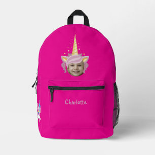Sac À Dos Imprimé Photo de Casquette Unicorn rose chaud nommée de re