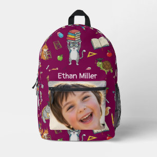 Sac À Dos Imprimé Photo et nom personnalisables Enfants Retour à l'é