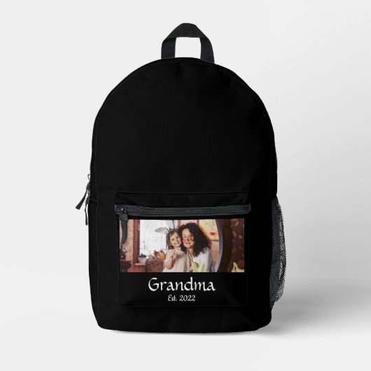 Sac À Dos Imprimé Photo Noir Script Grand-mère Établie (Recto)