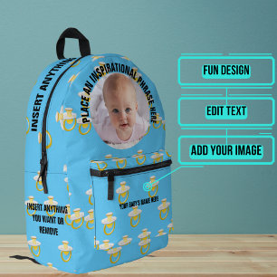 Sac À Dos Imprimé Photo ronde et texte Bleu Pacificateurs Baby