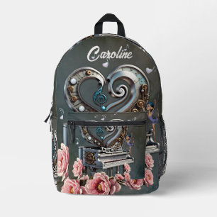 Sac À Dos Imprimé Piano Steampunk avec coeur