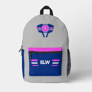 Sac À Dos Imprimé Pickleball Monogram Grey, Navy Blue & Pink