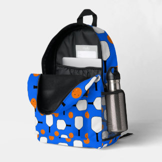 Sac À Dos Imprimé Pickleball Paddles et Orange Pickleballs sur Blue