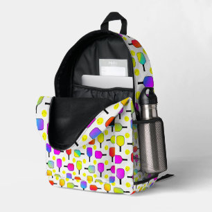 Sac À Dos Imprimé Pickleball Paddles Pickleballs Jaunes Coloré