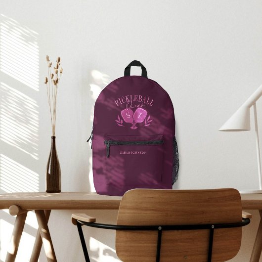 Sac À Dos Imprimé Pickleball Queen Logo Monogramme Nom personnalisé