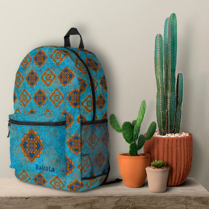 Sac À Dos Imprimé Pics de montagnes du Sud-Ouest Turquoise Personnal