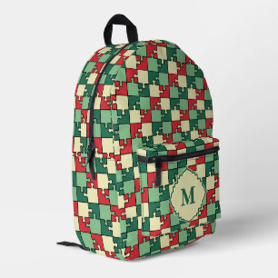 Sac À Dos Imprimé Pièce de puzzle rouge rouge de Noël Motif