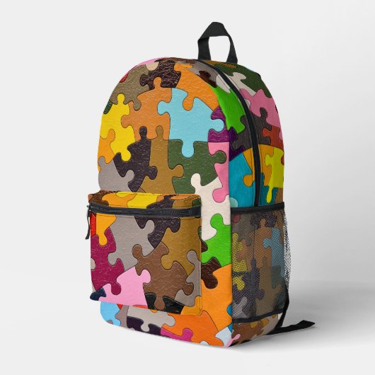 Sac À Dos Imprimé Pièces de puzzle colorées (Coin arrière droit)