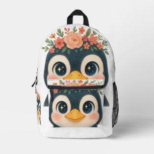Sac À Dos Imprimé Pingouin à fleurs lunaires