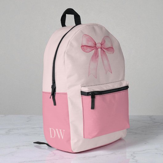 Sac À Dos Imprimé Pink Bow Monogram Cute Girly Personalized Girls