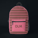 Sac À Dos Imprimé Pink Brown Stripes Personalize Pattern<br><div class="desc">Pink Brown Stripes Personalize Pattern Printed Backpack</div>