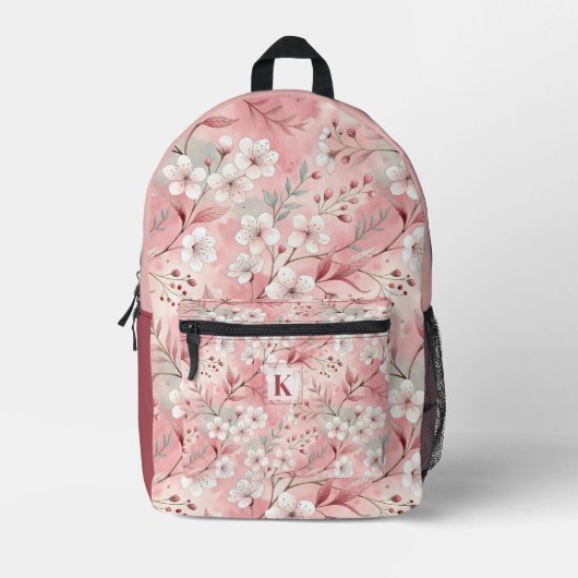 Sac À Dos Imprimé Pink cherry blossom monogram (Recto)