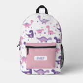 Sac À Dos Imprimé Pink Dino Kids Backpack - Custom Name (Recto)