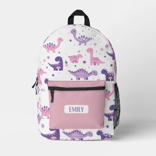 Sac À Dos Imprimé Pink Dino Kids Backpack - Custom Name (Recto)
