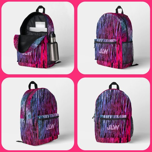 Sac À Dos Imprimé Pink Magenta Bleu Violet Abstrait sauvage