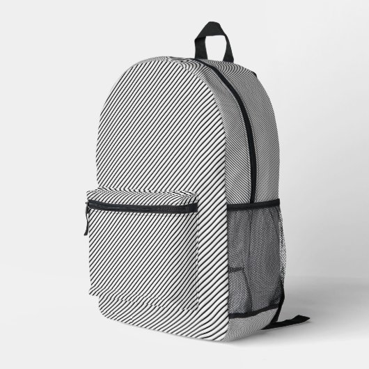 Sac À Dos Imprimé Pinstripe blanc noir classique (Coin arrière droit)