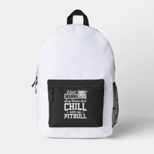 Sac À Dos Imprimé Pitbull Reste à la Maison et Design Chill