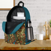 Sac À Dos Imprimé Pivoine et Lanternes Initiales Persan sarcelle pru