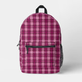 Sac À Dos Imprimé Pixel Plaid_Magenta-Noir (Recto)
