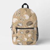 Sac À Dos Imprimé plage de coquillages beiges (Recto)