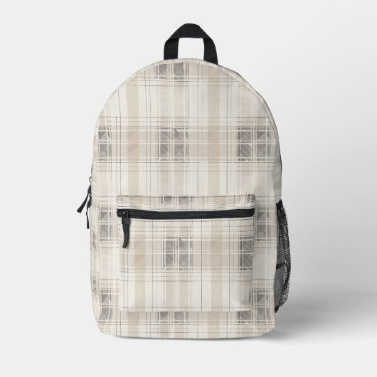 Sac À Dos Imprimé Plaid beige (Recto)